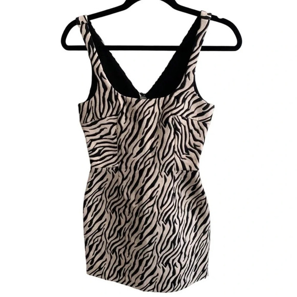 Bec + Bridge Women's Size 4 Black White Zebra Cecile Mini Dress - Picture 3 of 6
